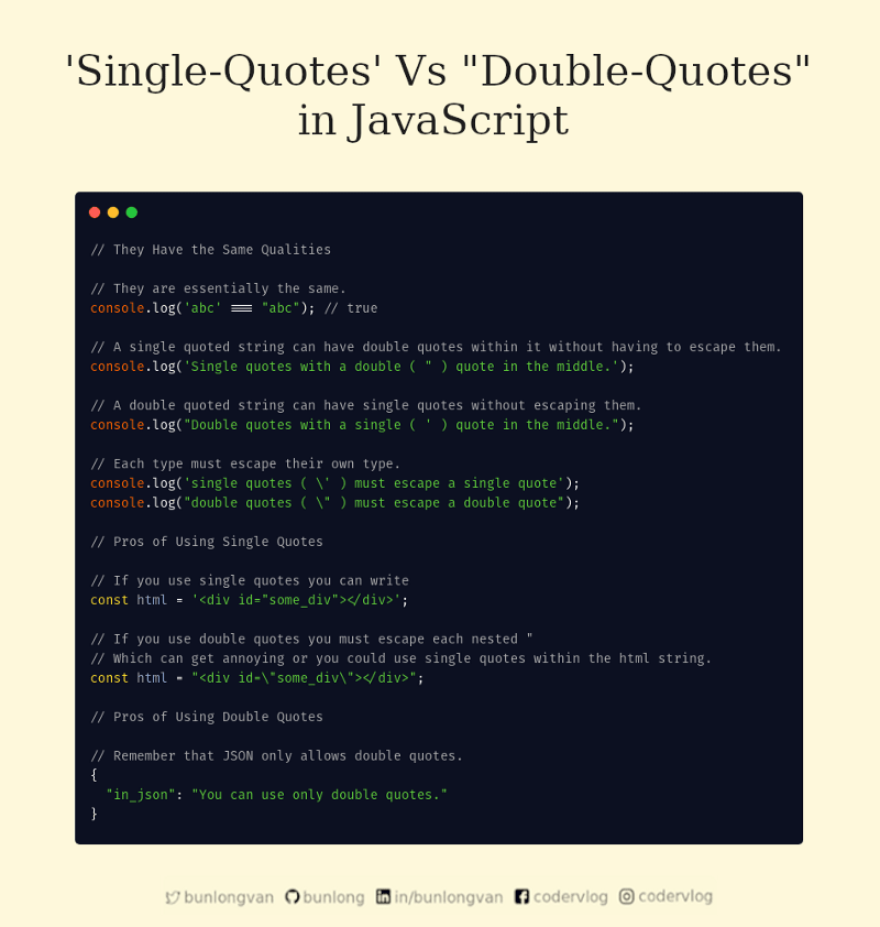 Single-Quotes Vs Double-Quotes in JavaScript